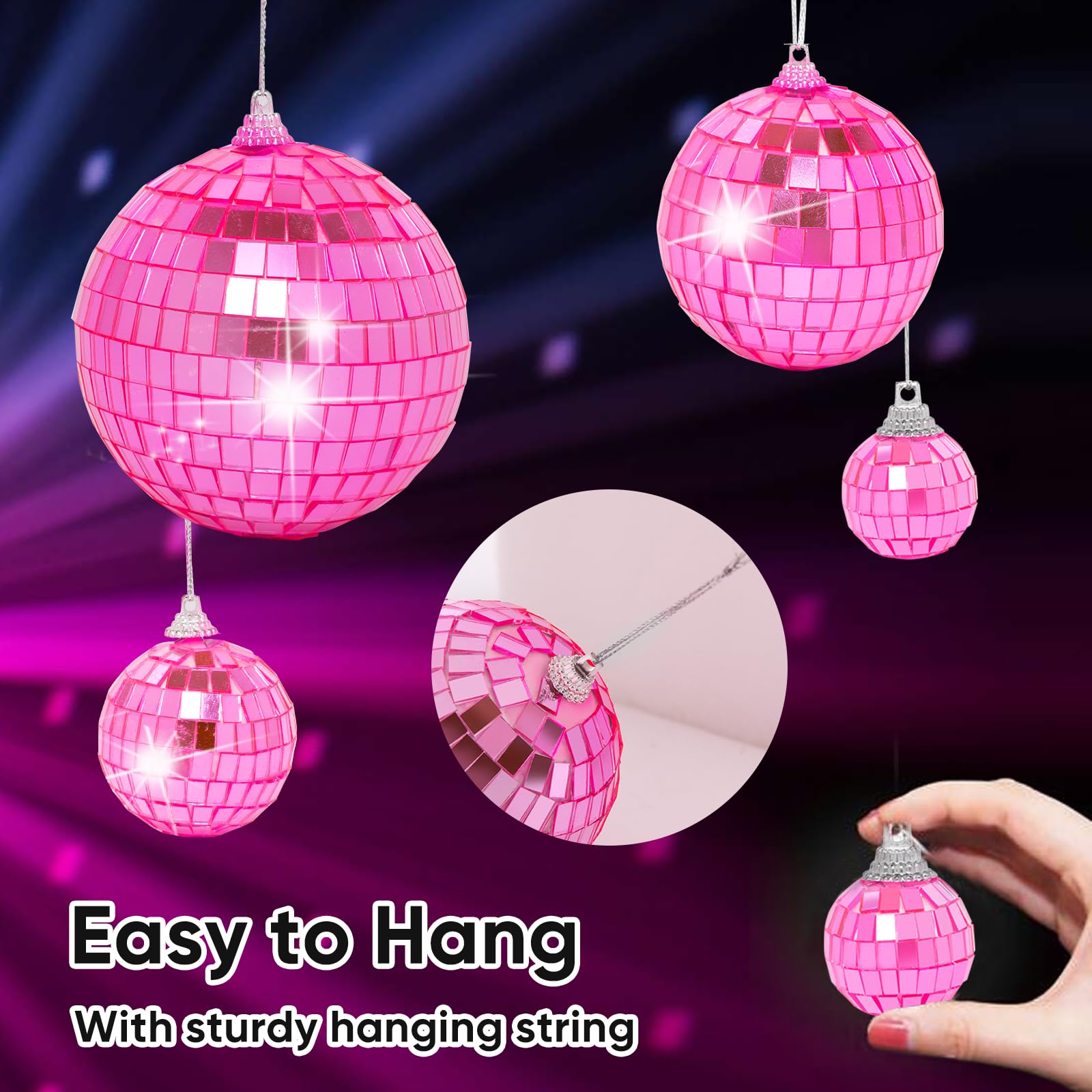 DJBoomy pink mini disco ball hanging 1-2 inch versatile party decor