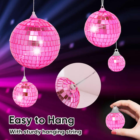 DJBoomy pink mini disco ball hanging 1-2 inch versatile party decor