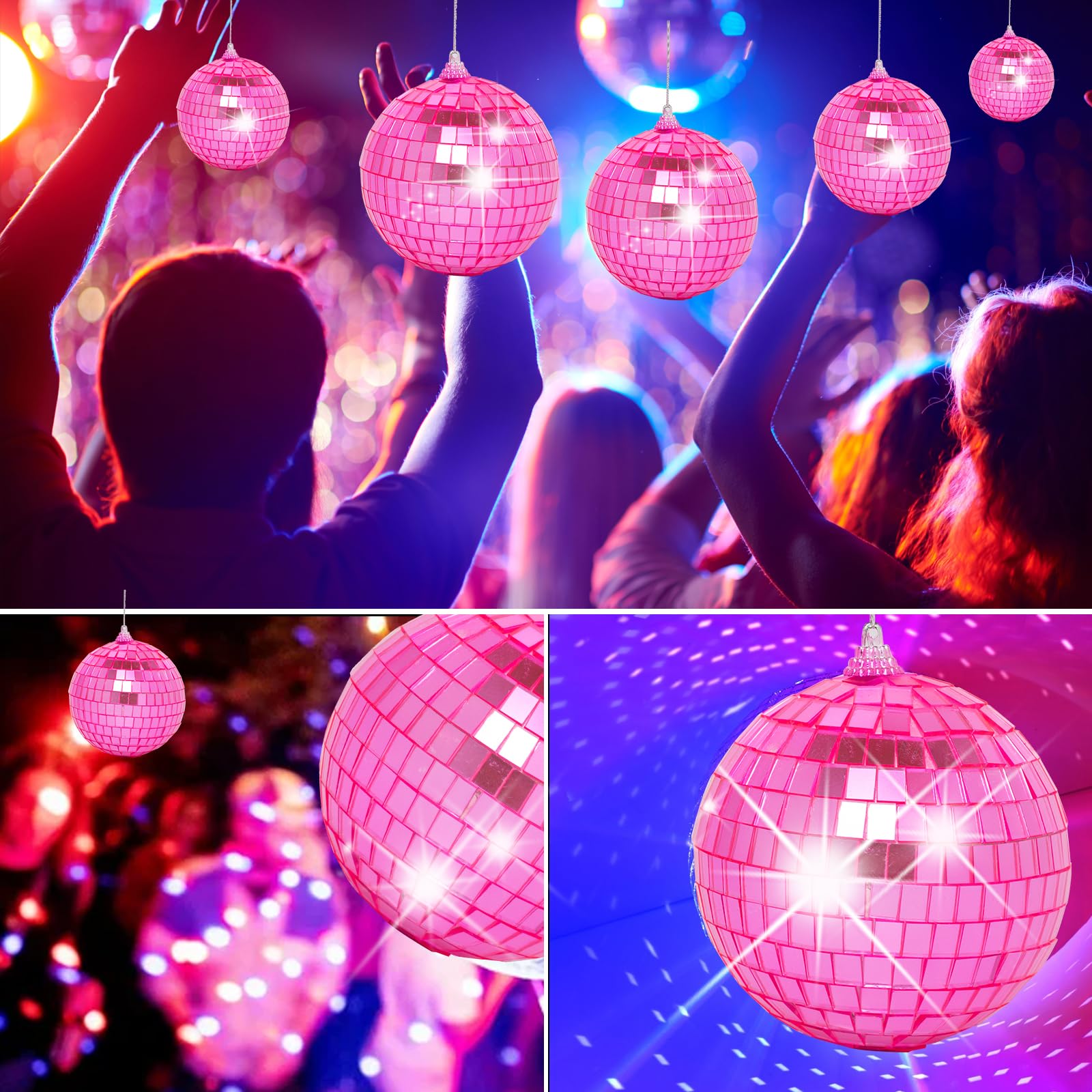 DJBoomy pink mini disco ball reflection 2 inch enhances light effects
