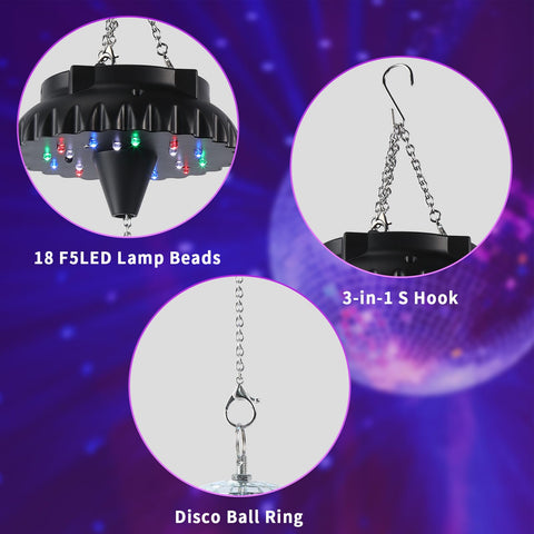 DJBoomy rechargeable battery powers long-lasting disco ball action.