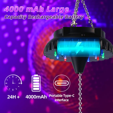 DJBoomy rotating disco ball lights with vivid RGBW effects.