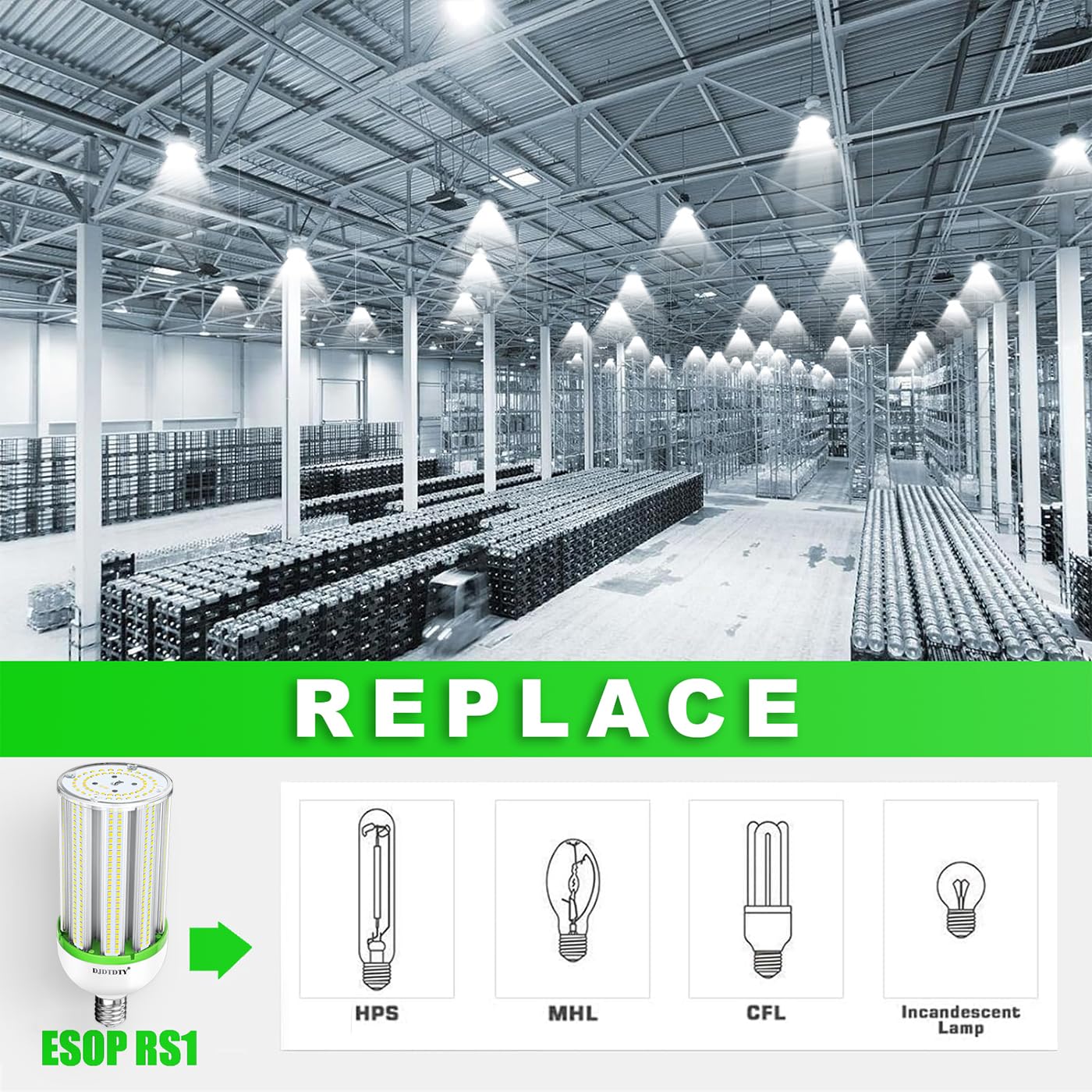 DJDTDTY high-lumen output of 15000 lm for wide-area coverage