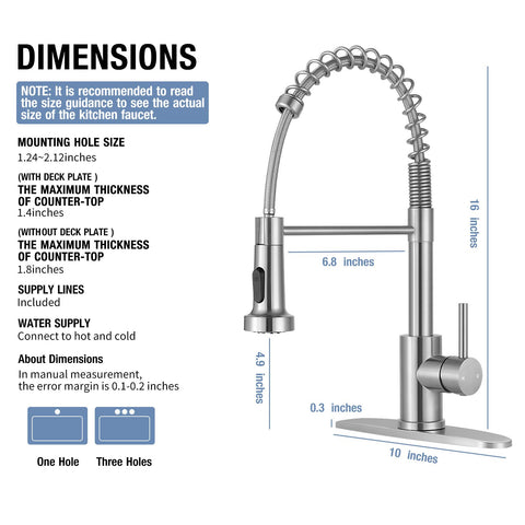 1-hole installation option with included hoses and hardware for DIY setup.