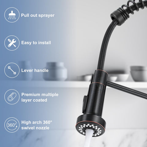 DJS high-arc spout with 360° swivel enables full sink access.
