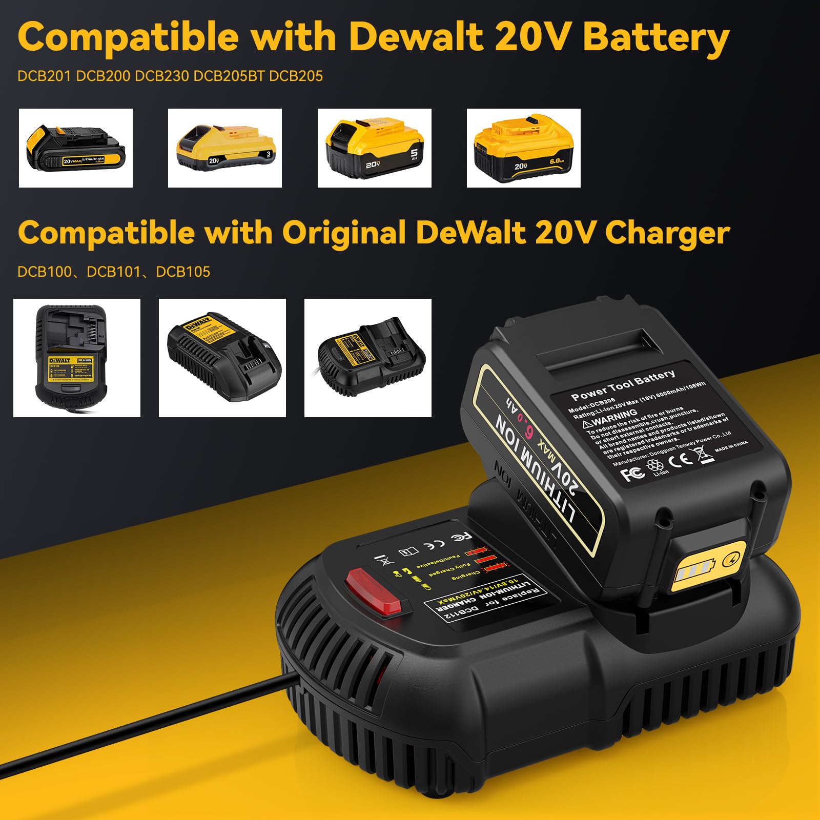 Djsanu DCB112 charger close-up with charging indicators.