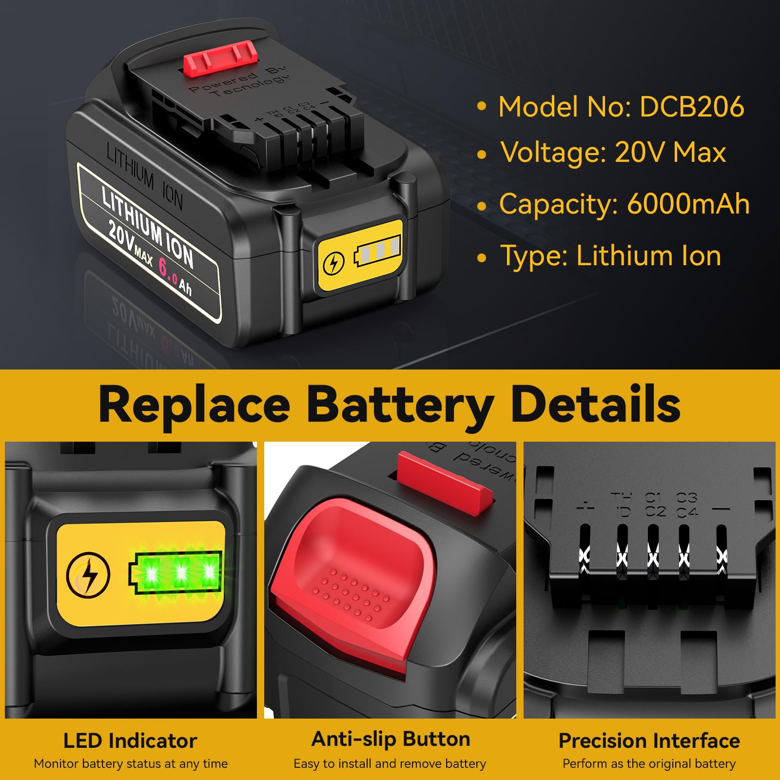 Compatibility with DeWalt 20V Max tools and series.
