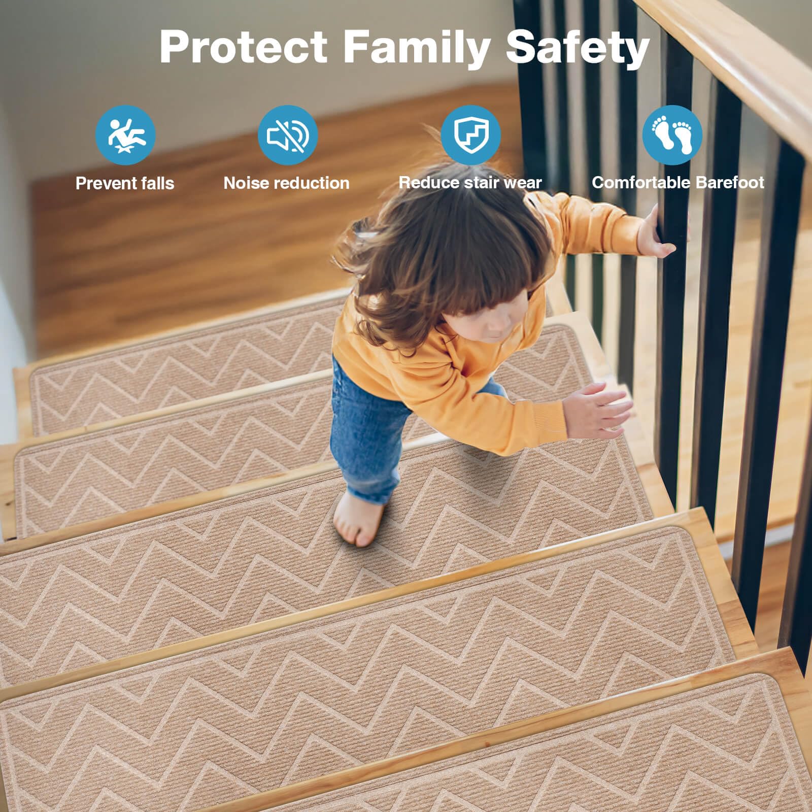 DK177 backing with TPR adhesive grips stair surface with no residue
