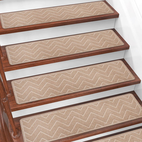 DK177 stair treads on wood stairs in beige for secure footing