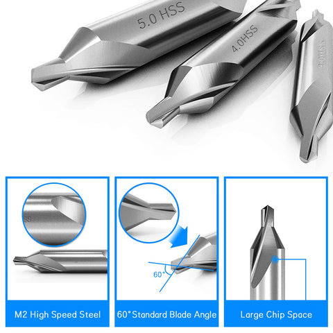 DKIBBITH center drill bits set, 2.0mm, ideal start hole for lathe projects.