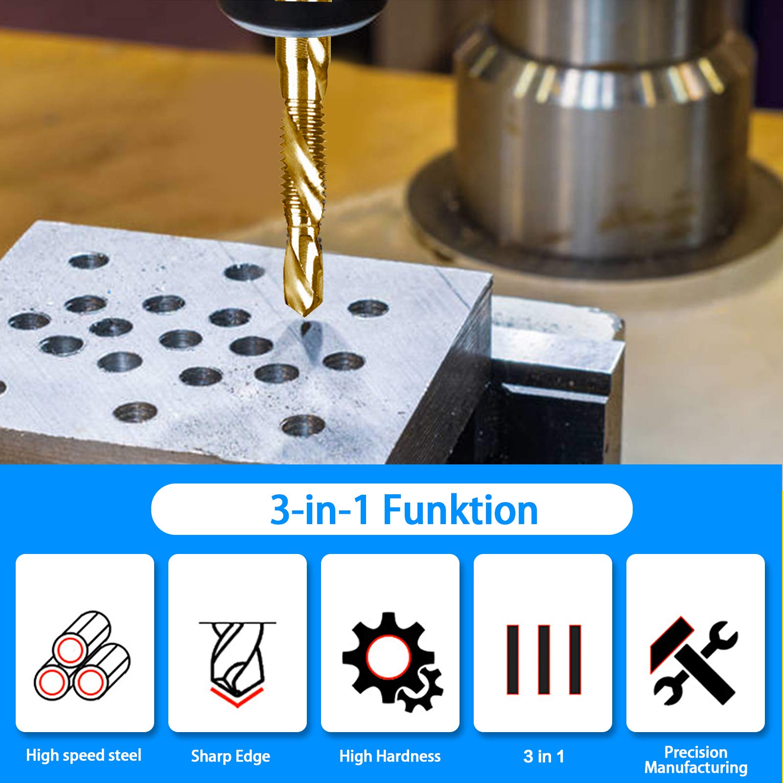 DKIBBITH combination drill-tap-counter sink for one-pass work