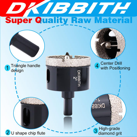 DKIBBITH 1-3/8 inch cutting depth demonstrated on granite sample.