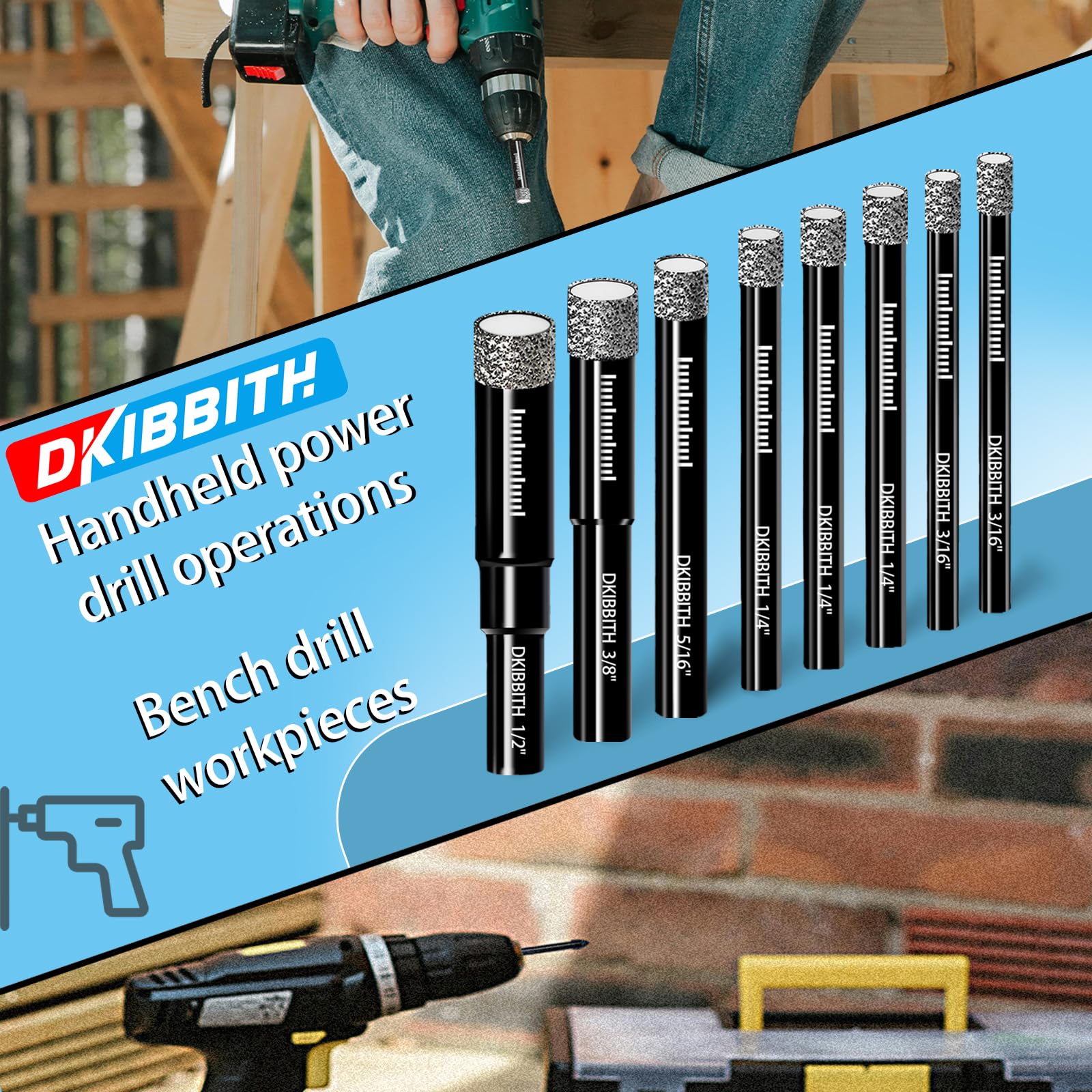 DKIBBITH depth marks assist in drilling to consistent depths.
