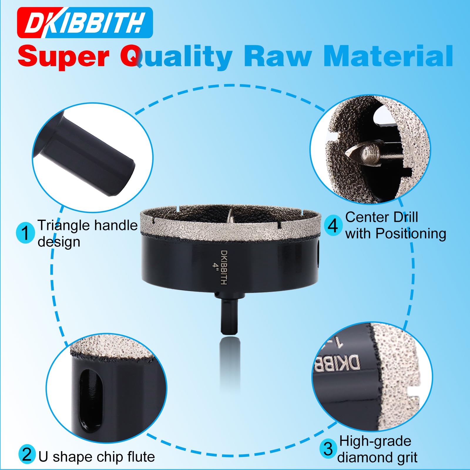 DKIBBITH 4-inch hole-saw depth 1-3/16 inch for thick materials