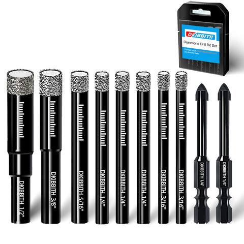 DKIBBITH dry diamond drill bits set in a sturdy case for organized storage