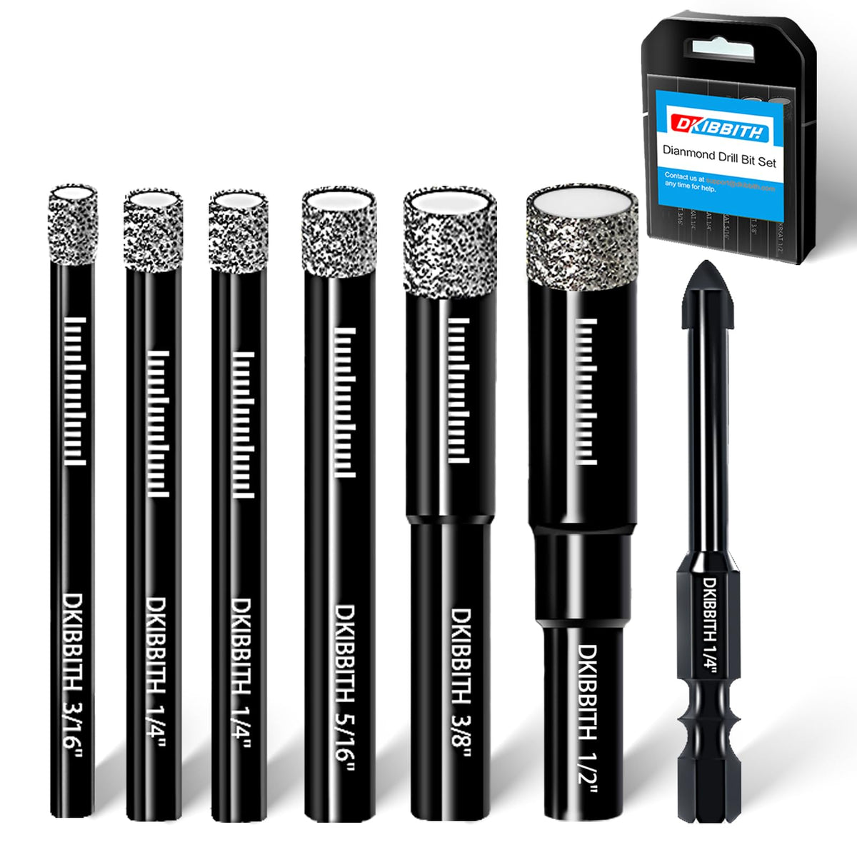 DKIBBITH dry diamond drill bits set for clean tile and stone holes