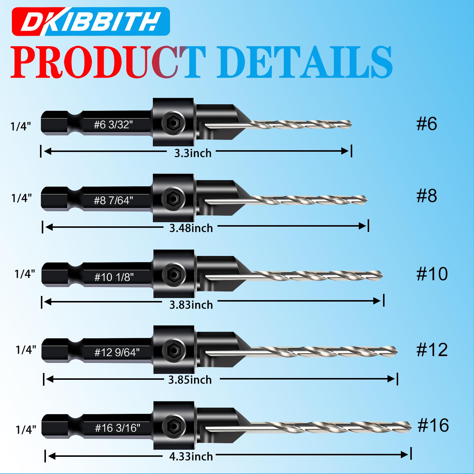 DKIBBITH M2 high-speed steel bits deliver clean cuts and durability.