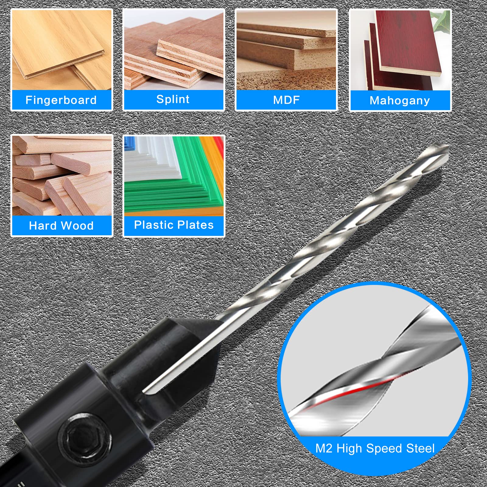 DKIBBITH one-quarter-inch hex shank fits quick-change chucks for versatility
