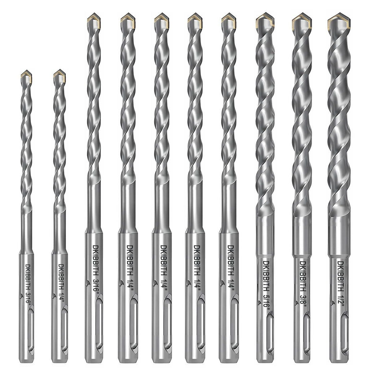 DKIBBITH SDS-plus bits set for versatile drilling in concrete and tile projects.