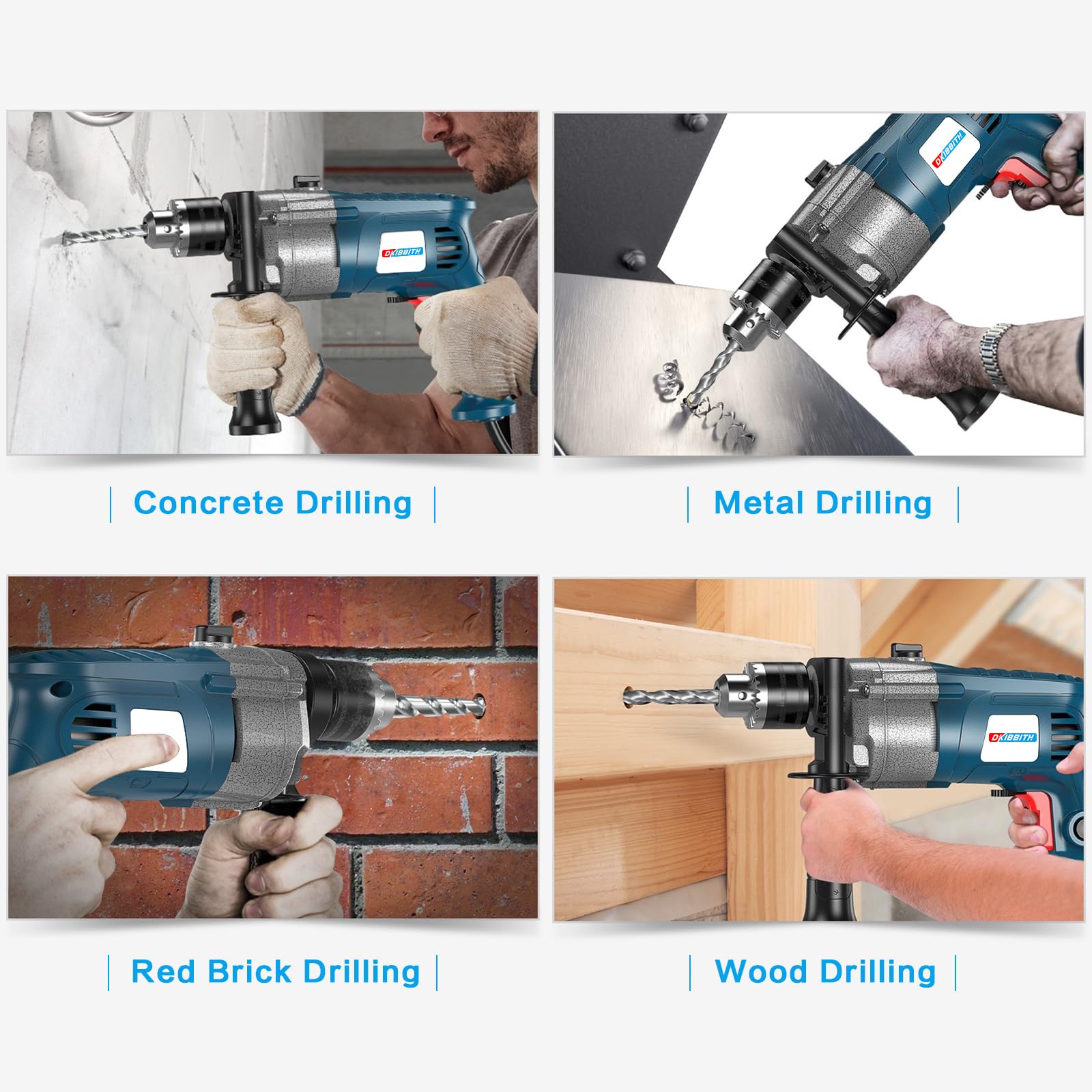 DKIBBITH SDS Plus shank design enables quick changes and secure tool grip.