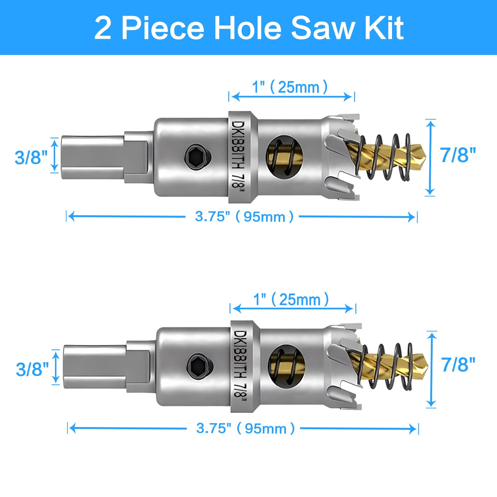 DKIBBITH TCT hole saw 22mm cutters for stainless steel and tough metals.