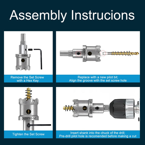 Split-point pilot bit ensures accurate starts in DKIBBITH TCT hole saw.
