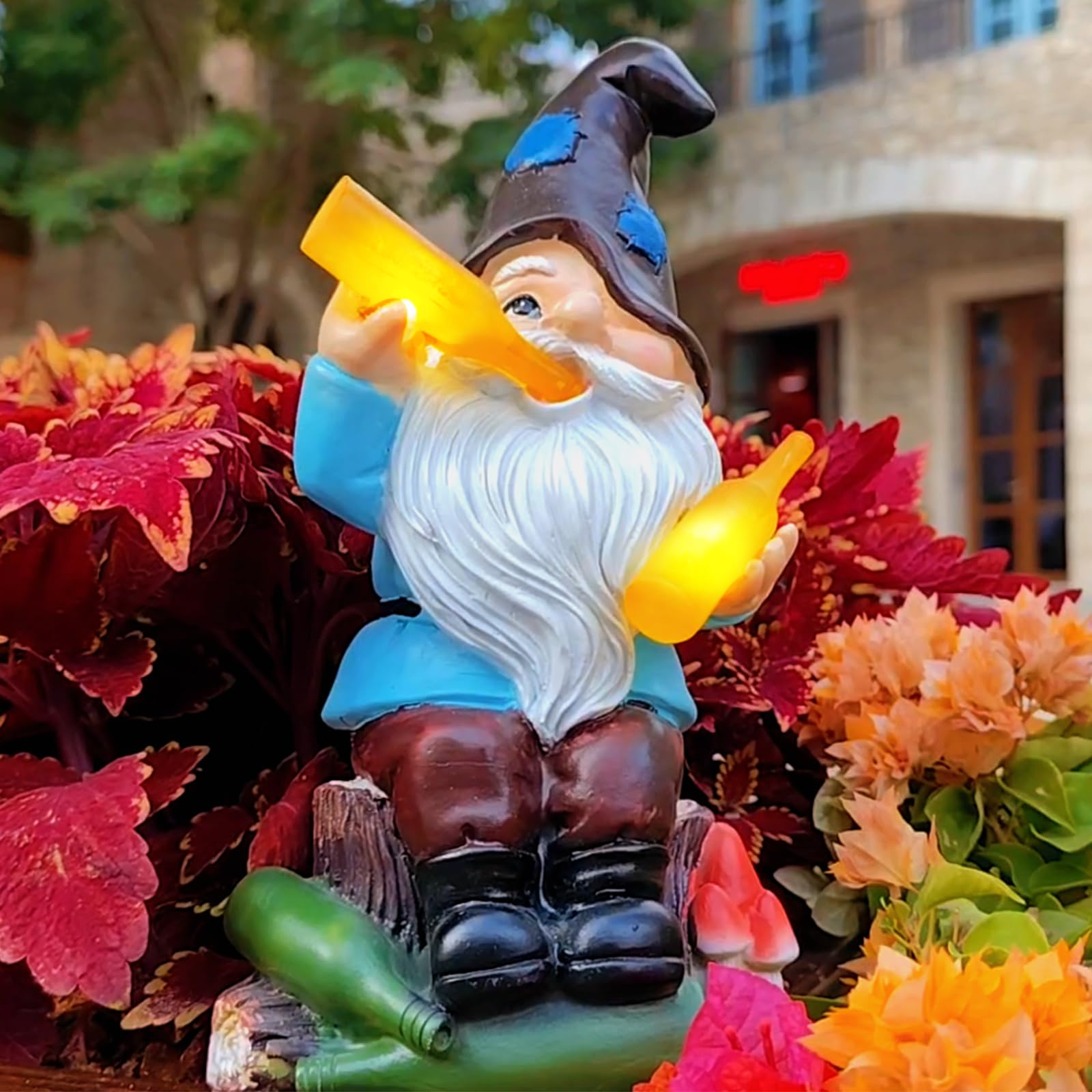 DKJOCKY gnome garden statue with solar lantern for outdoor curb appeal