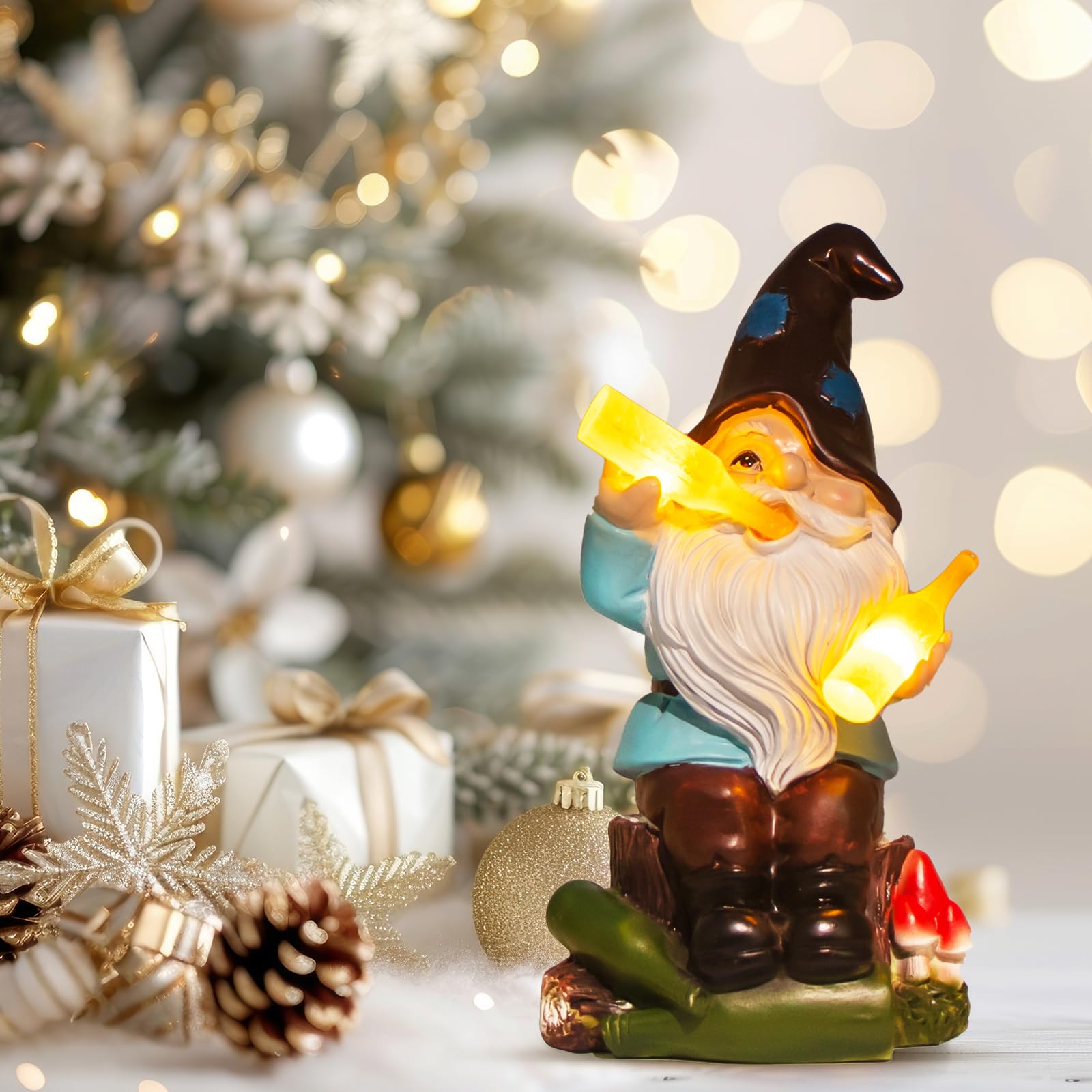 Hand-painted DKJOCKY gnome details add whimsy to yard decor
