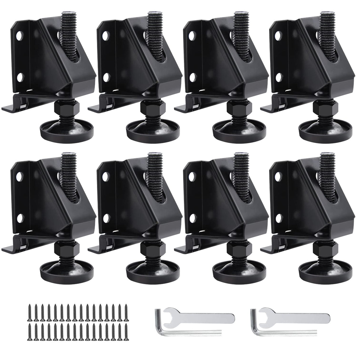 DkOvn leg leveler 8-pack packaging for stable setup on uneven floors.