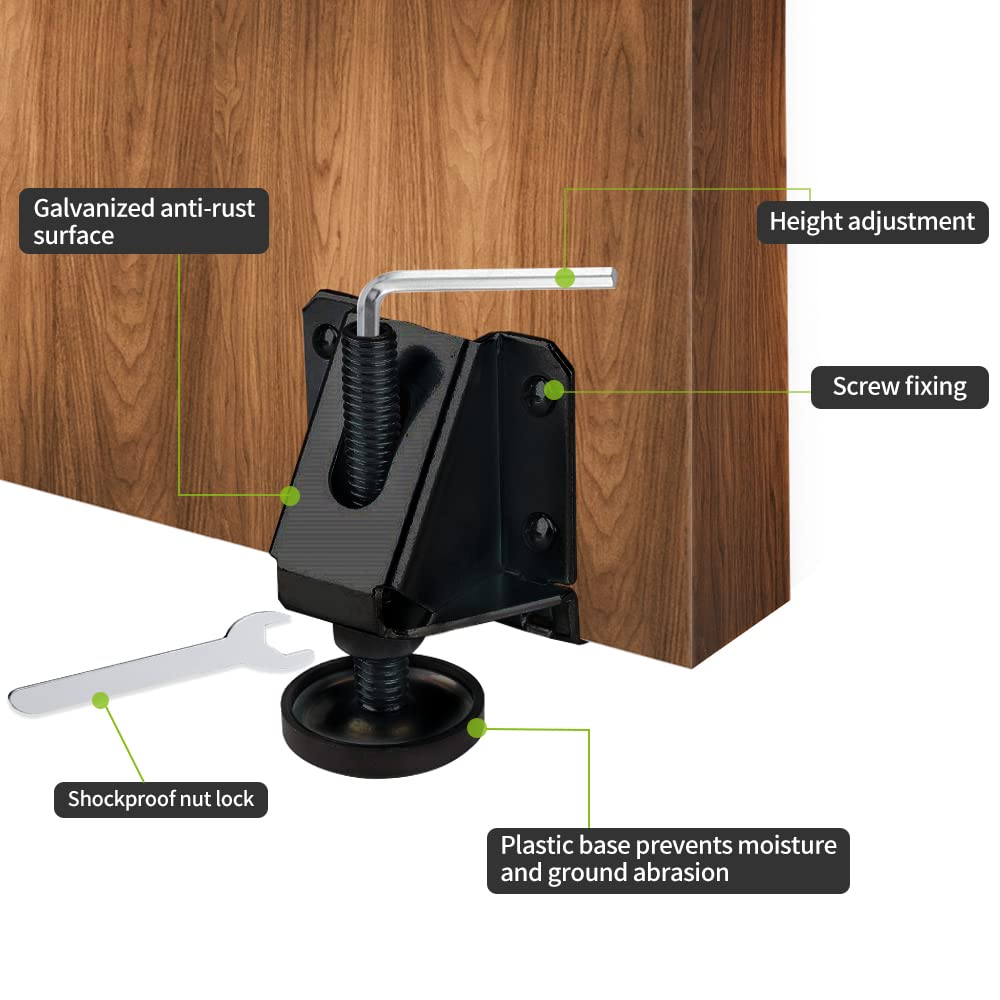 DkOvn leg leveler base with protective cover guards floors and resists moisture.