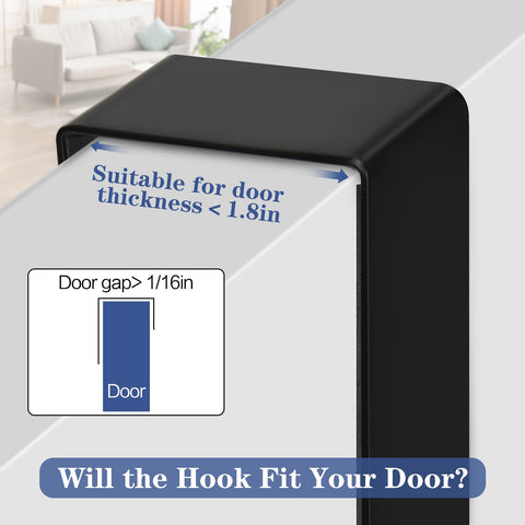 DkOvn over-the-door hook in-use with a jacket for easy access.