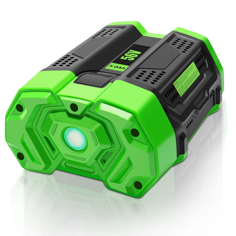 DKSIDKN 56V 5.0Ah battery front view powering cordless tools