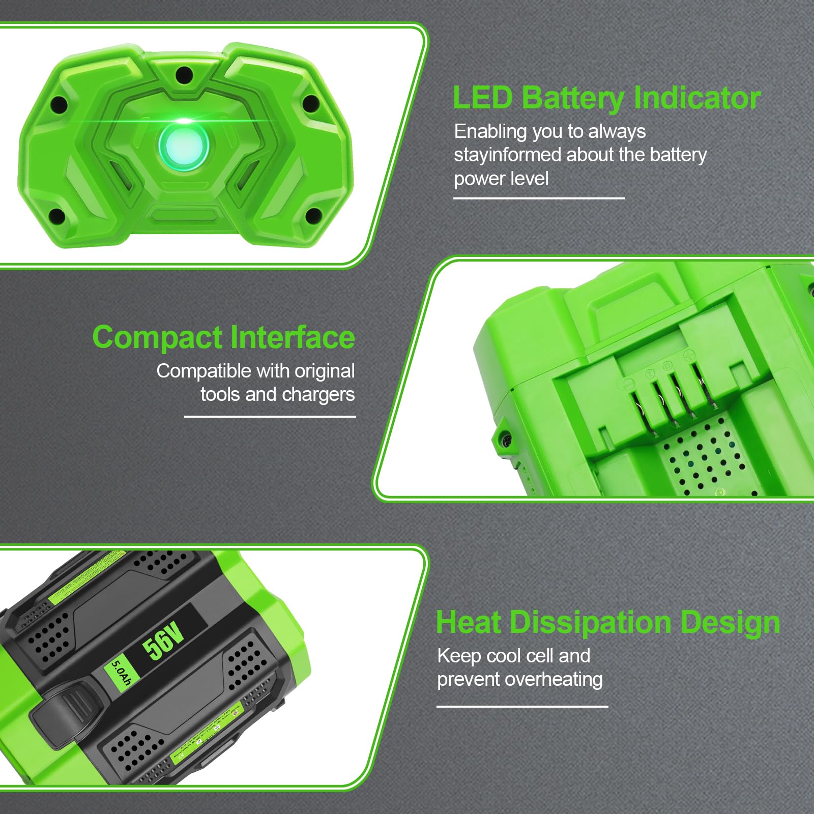 DKSIDKN 56V battery side profile highlights compact, balanced design
