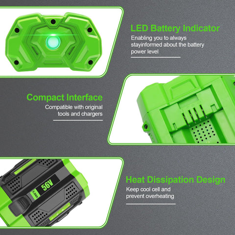 DKSIDKN 56V battery side profile highlights compact, balanced design
