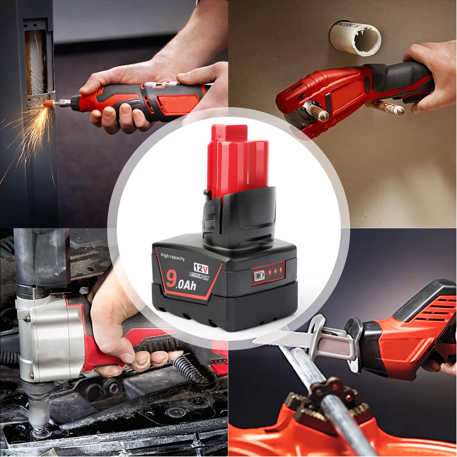DKSIDKN in practical on-site use, powering Milwaukee devices.