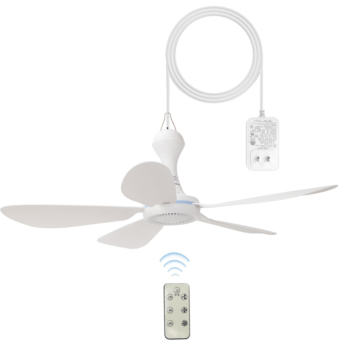 Dladeli 28-inch ceiling fan with detachable blades for easy seasonal storage and travel.