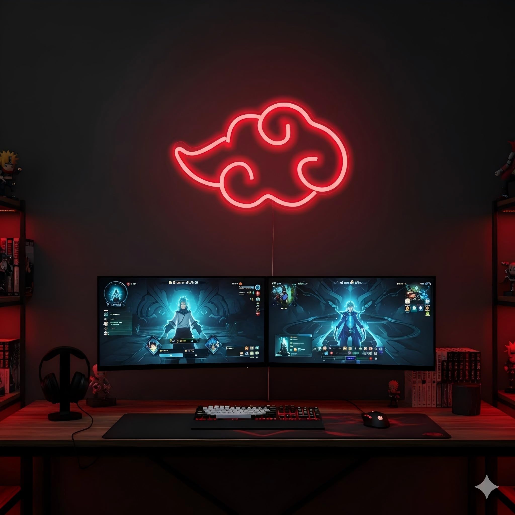Dleouly red cloud sign brightens living room or man cave ambiance