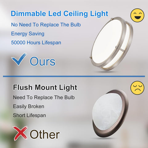 DLLT 10-inch LED ceiling light provides dimmable brightness for living spaces.