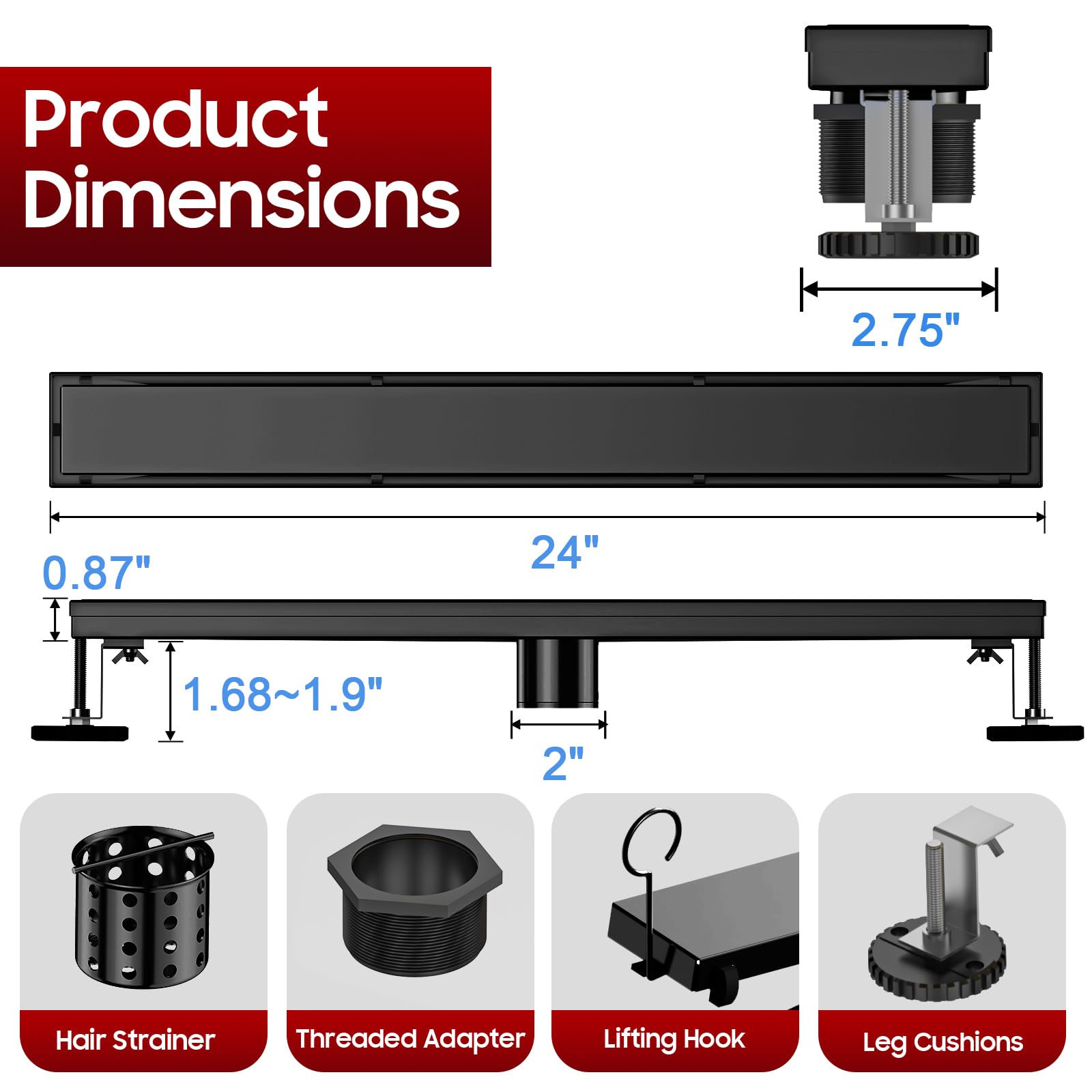 DLONE 2-inch outlet provides reliable drainage for shower floors.