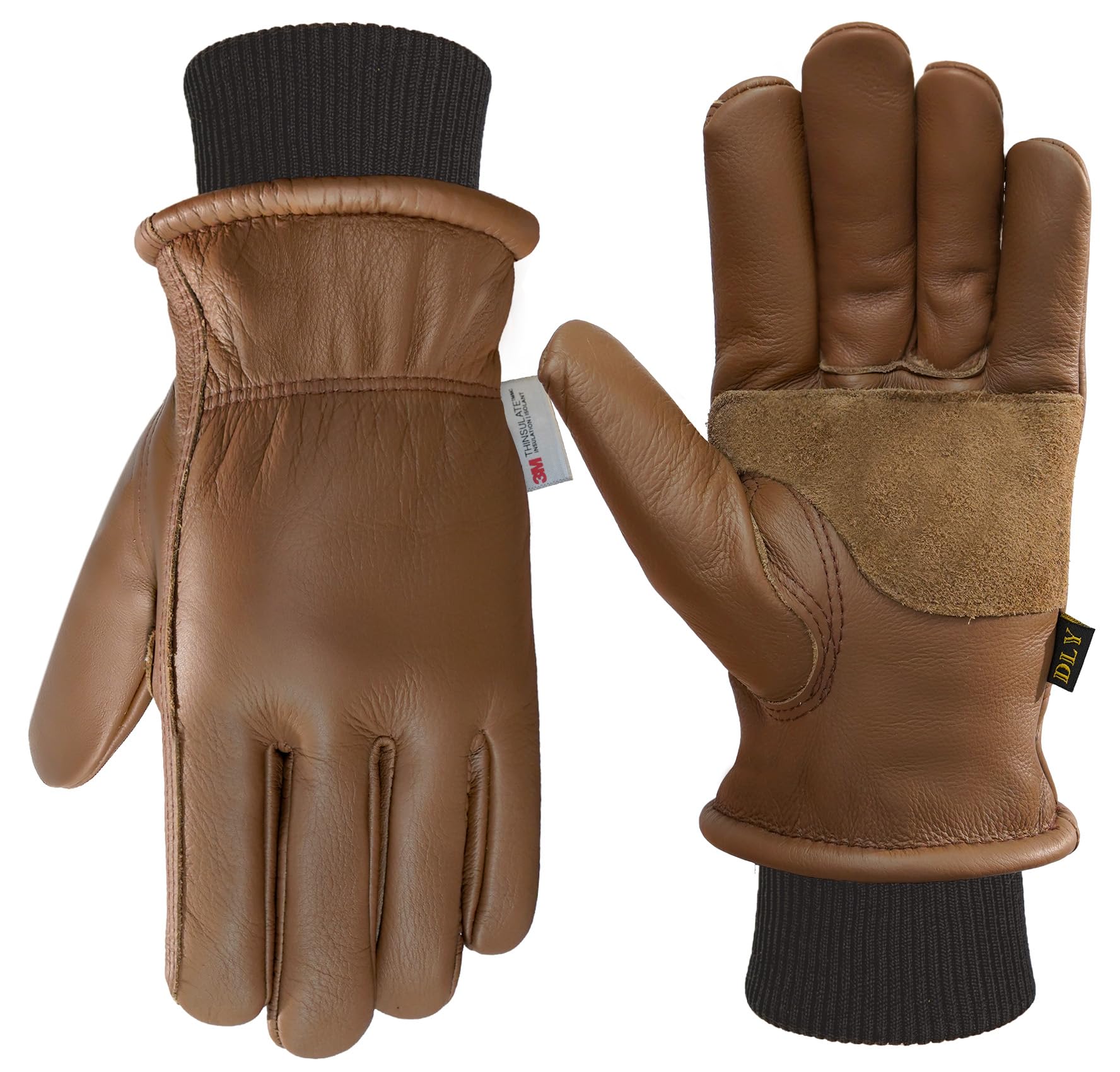 DLY winter gloves for men with insulated cowhide leather for warmth during outdoor work