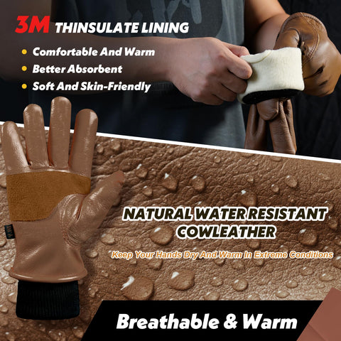DLY gloves highlighting Thinsulate lining to keep hands warm in cold conditions