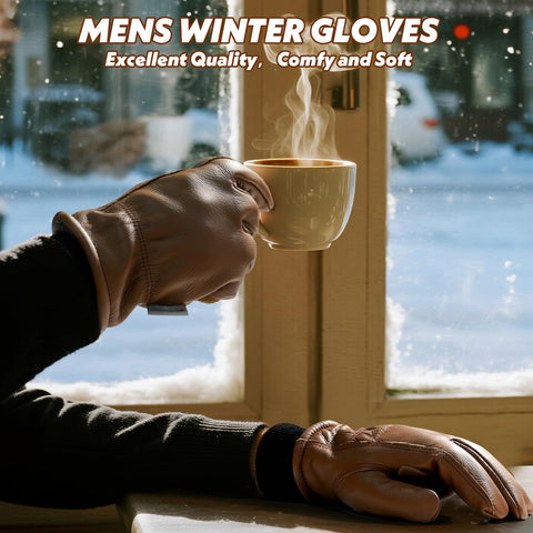 DLY Winter Work Gloves reinforced leather palm for wear resistance.