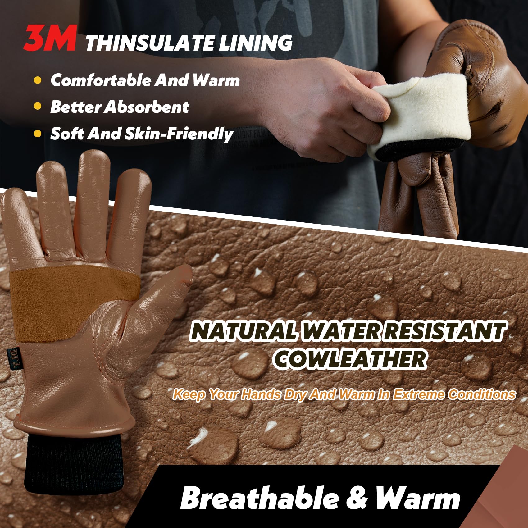DLY Winter Work Gloves with Thinsulate insulation for warmth in cold conditions.