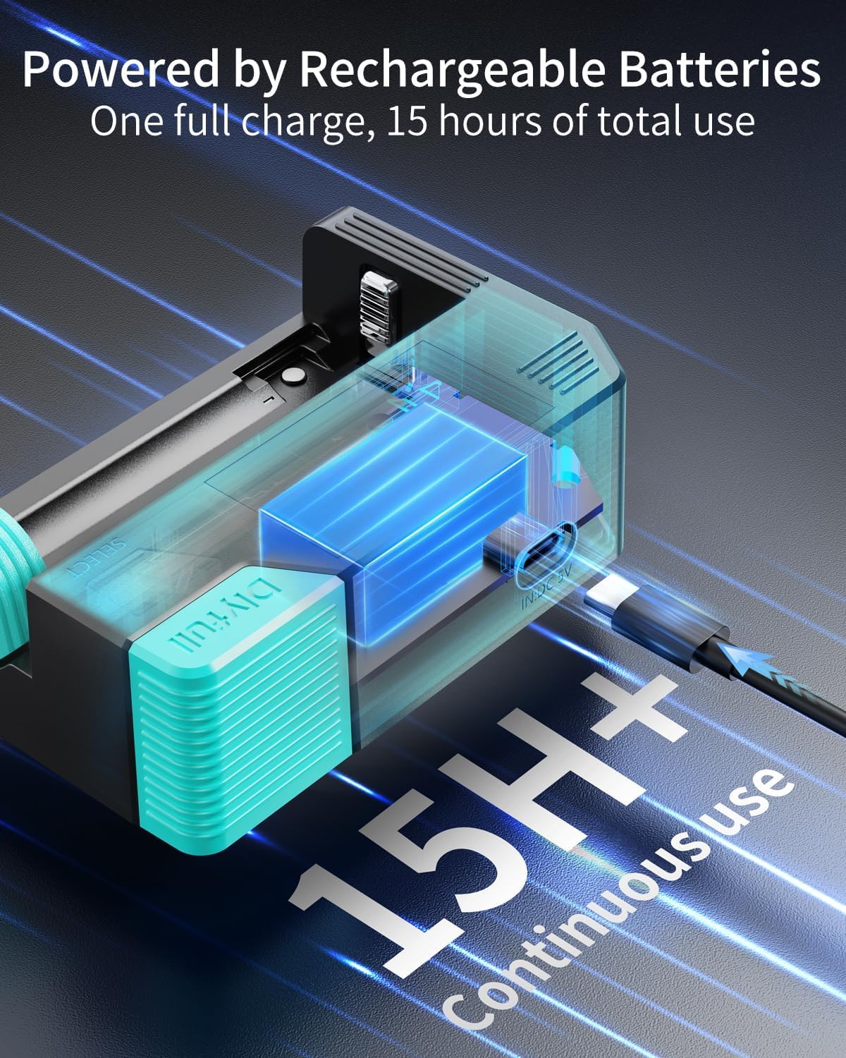 DLYFULL broad compatibility highlights most common battery types for home projects.