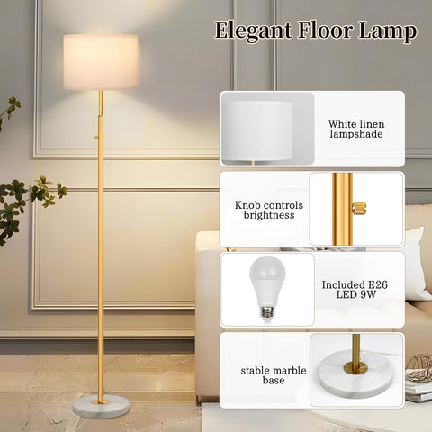 DMBOSS lamp with gold pole elevates style while maintaining a slim silhouette.