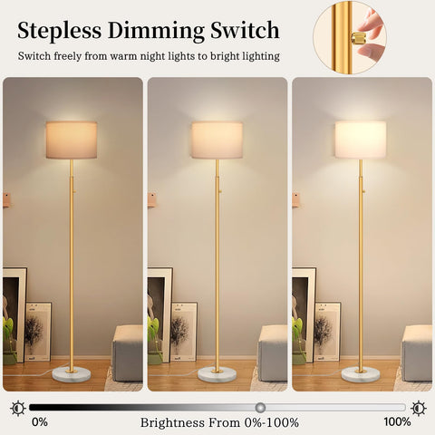 DMBOSS floor lamp with linen shade provides soft, cozy ambience for reading corners.