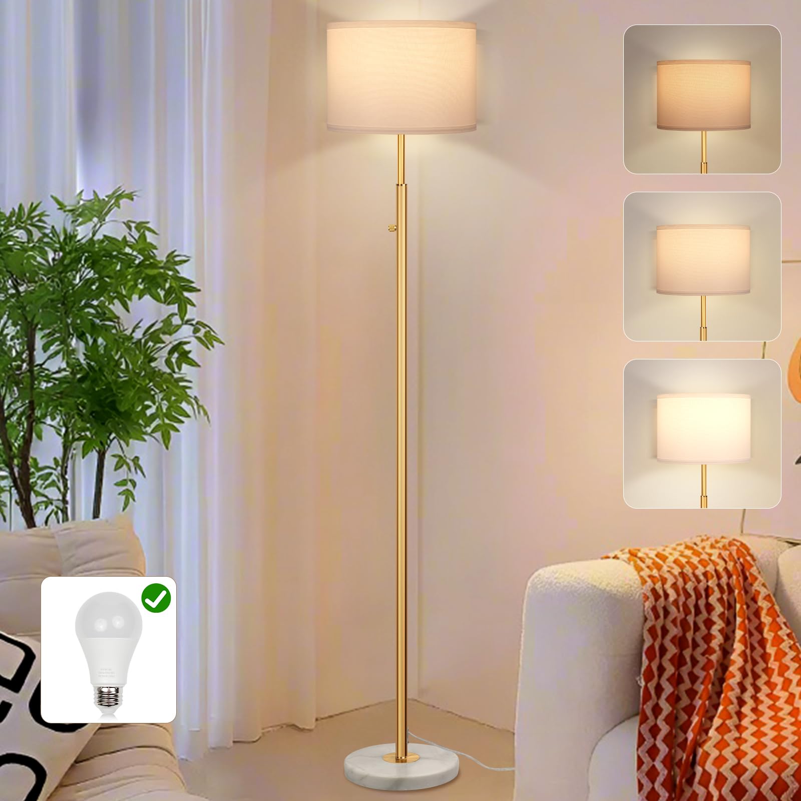 DMBOSS floor lamp with Marble Base offers stable, stylish lighting for living rooms.