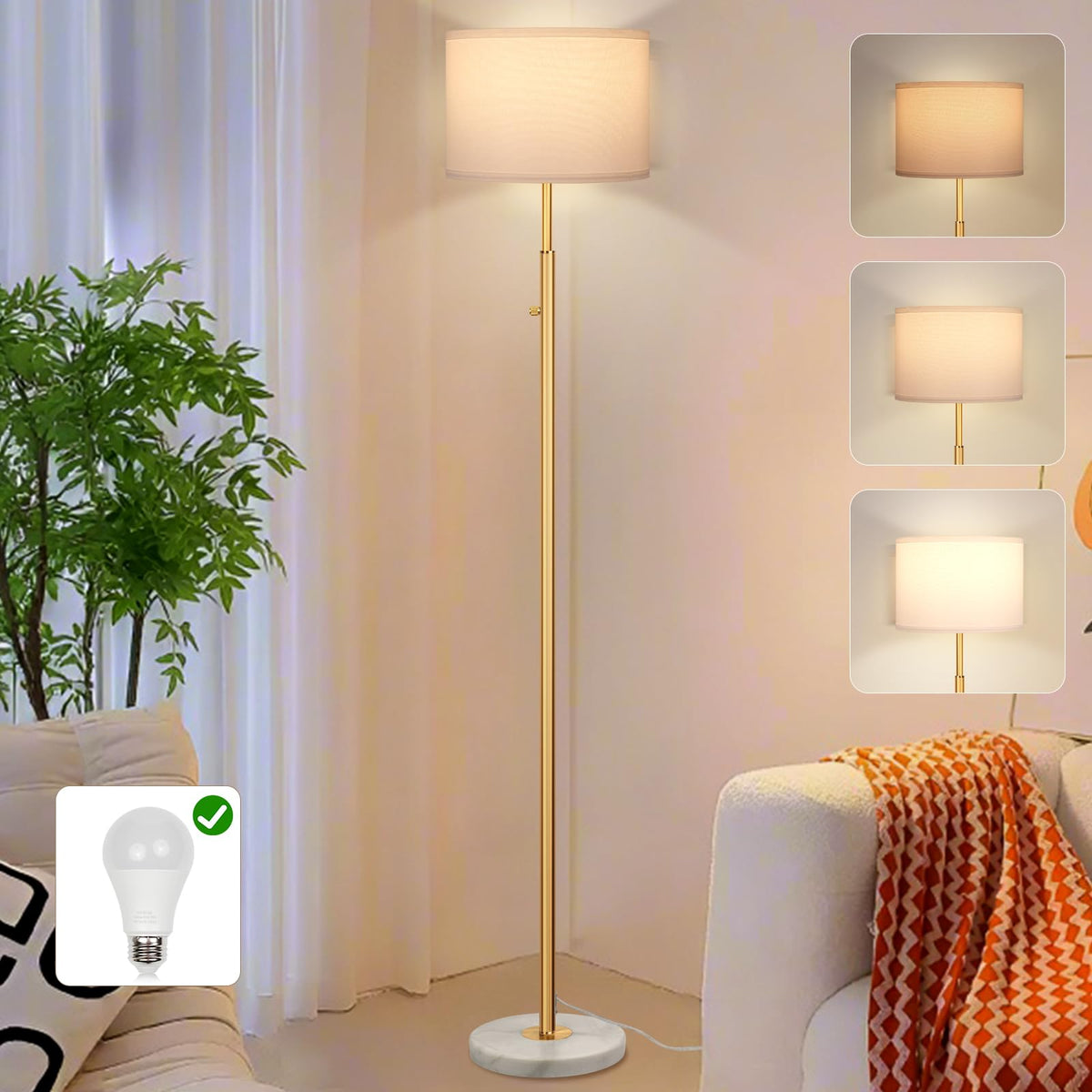 DMBOSS floor lamp with Marble Base offers stable, stylish lighting for living rooms.