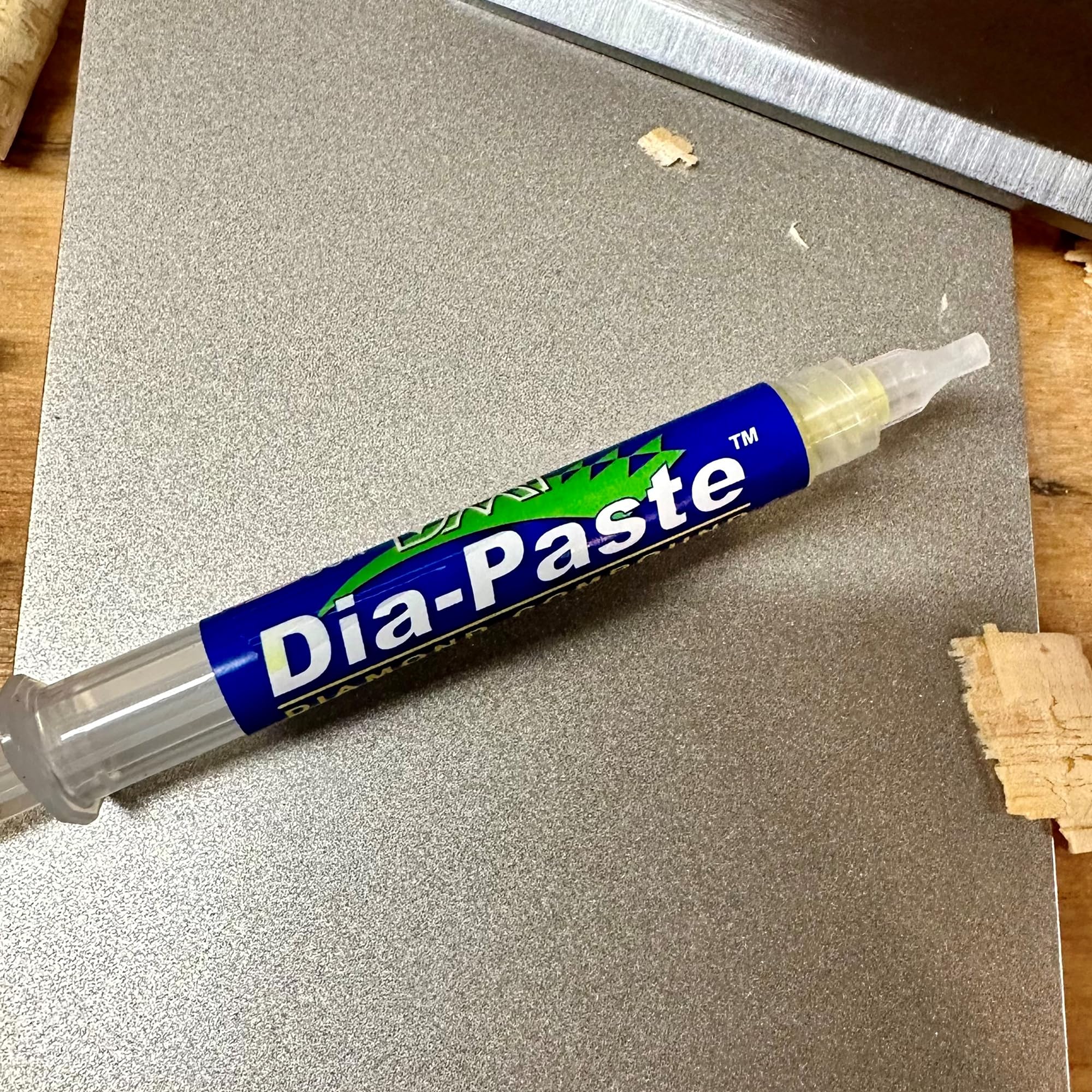 DMT Dia-Paste used on flat surface for precise angle sharpening