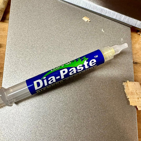 DMT Dia-Paste used on flat surface for precise angle sharpening