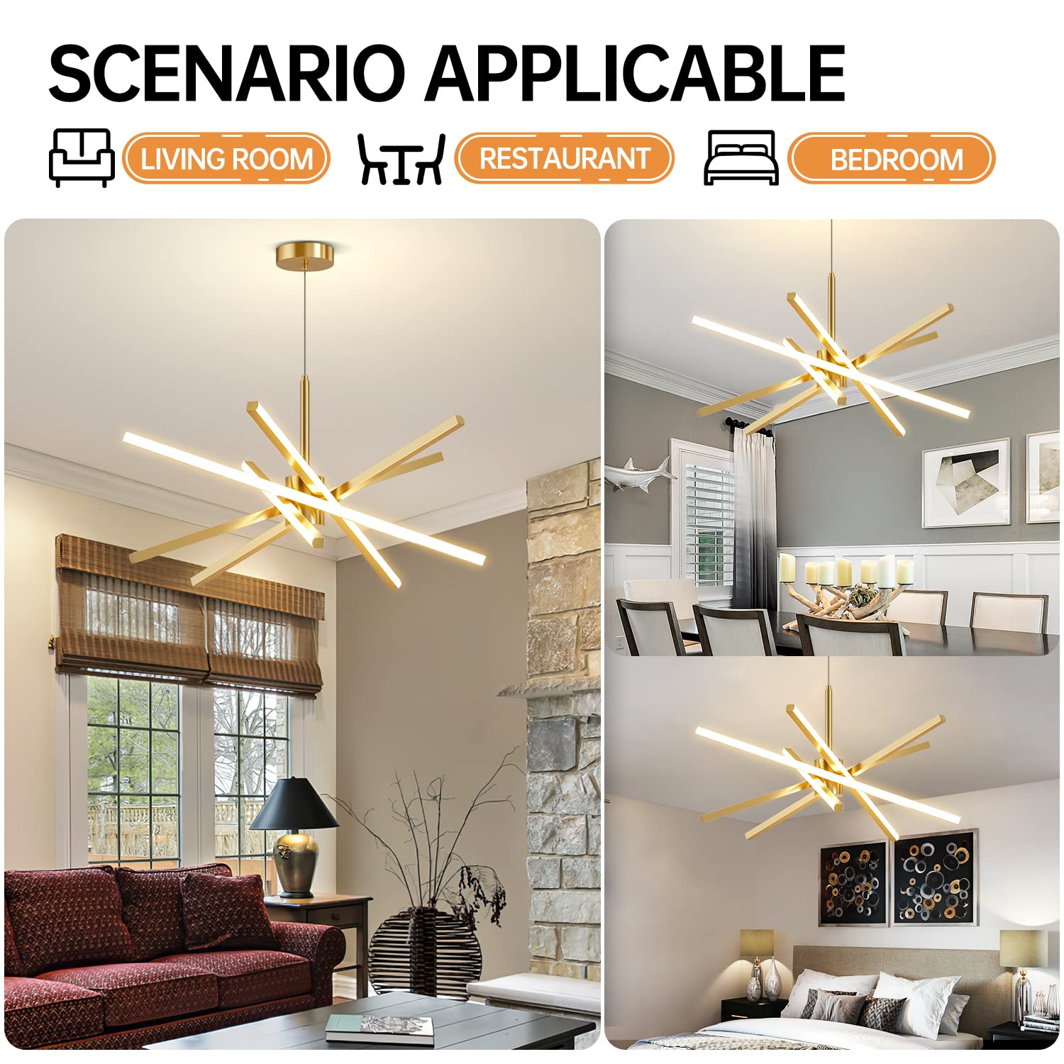 Dniwmdd kitchen island chandelier wide view with broad illumination